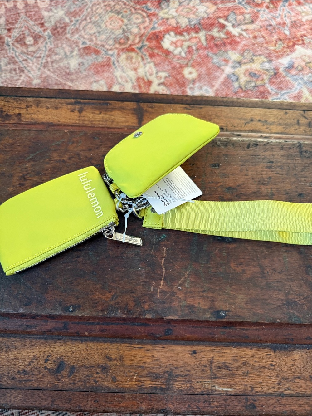 lululemon athletica NWT born   Yellow Dual Pouch Wristlet w/key holder